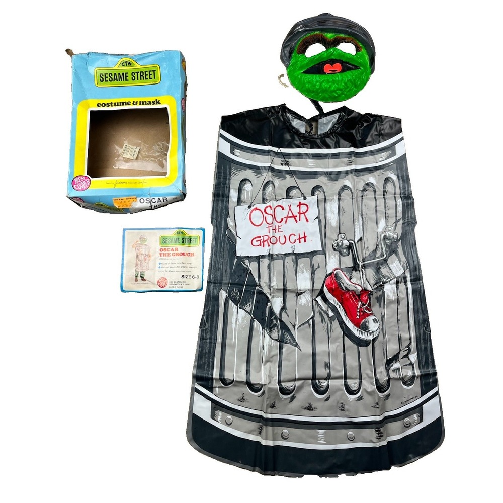 Vintage 1979 Ben Cooper Sesame Street Oscar the Grouch Halloween Mask Size 6-8